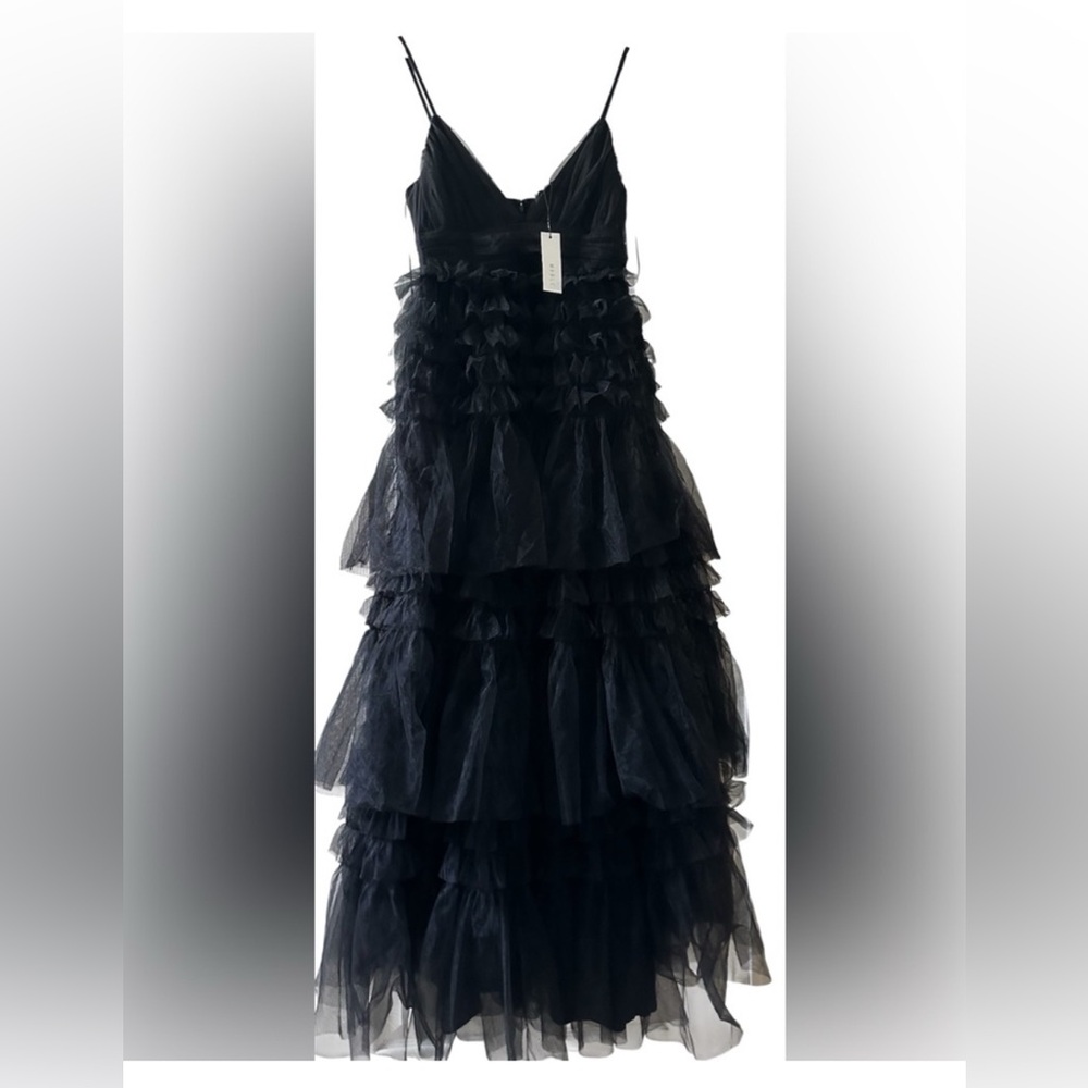 Elegant Black Tiered Tulle Dress